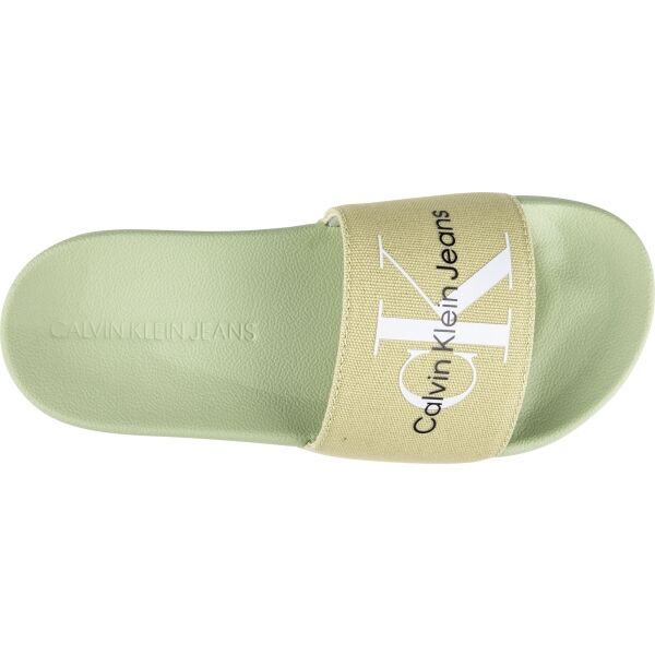 Calvin Klein SLIDE MONOGRAM CO Dámské Pantofle, Světle Zelená, Veľkosť 37
