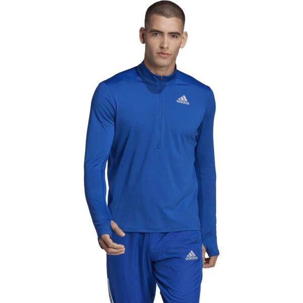 Adidas OWN THE RUN LONG SLEEVE TEE Pánské Běžecké Tričko, Modrá, Veľkosť L