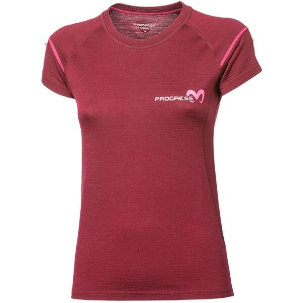 E-shop PROGRESS MW NKRZ Dámské merino triko s krátkým rukávem, vínová, velikost