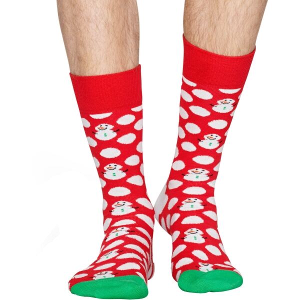 HAPPY SOCKS BIG DOT SNOWMAN Klasické Ponožky, červená, Veľkosť 36-40