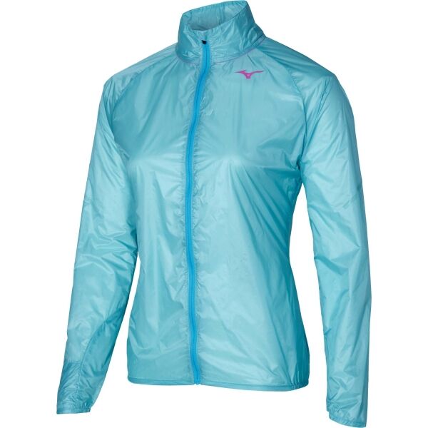 E-shop Mizuno AERO JACKET Dámská běžecká bunda, světle modrá, velikost