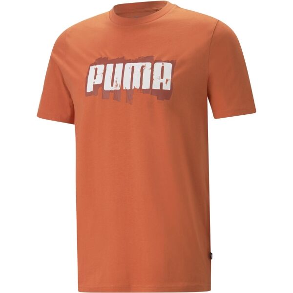 Puma GRAPHICS PUMA WORDING TEE Pánské Triko, Oranžová, Veľkosť XXL