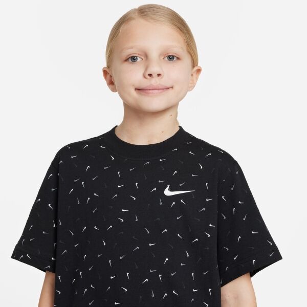 Nike SPORTSWEAR BOXY SWOOSH Dívčí Tričko, černá, Veľkosť M