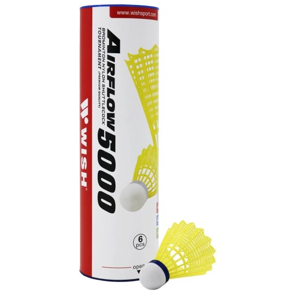 Wish AIR FLOW 5000 (6 Ks) Badmintonové Míčky, žlutá, Veľkosť UNI