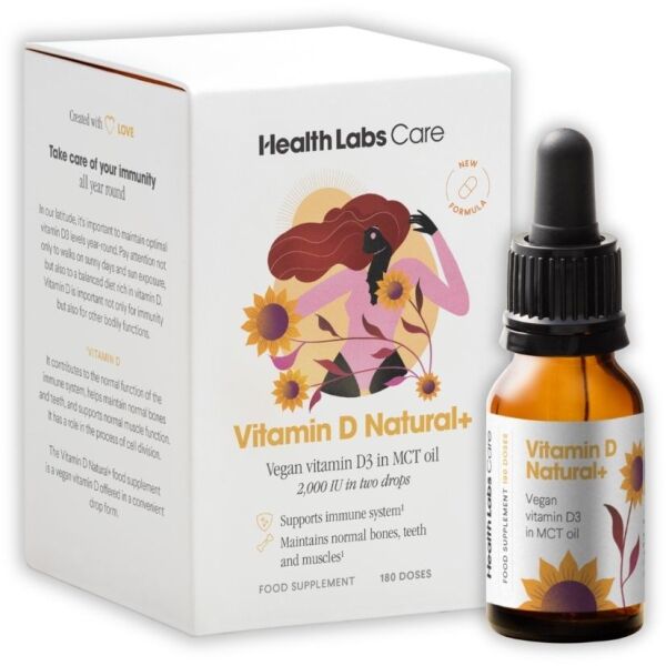 HEALTH LABS VITAMÍN D3 NATURAL+ VEGAN, 180 DÁVEK Doplněk stravy , ML