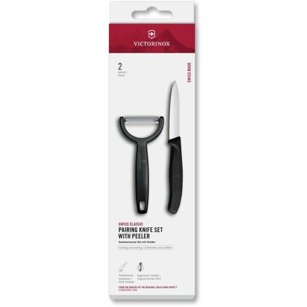 VICTORINOX SWISS CLASSIC Sada nože na loupání se škrabkou, černá, velikost